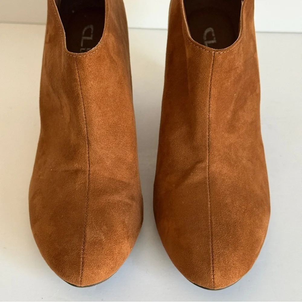 CL by Chinese Laundry Via Wedge Ankle Booties Brown - Back Zipper Tassel Sz 8.5M